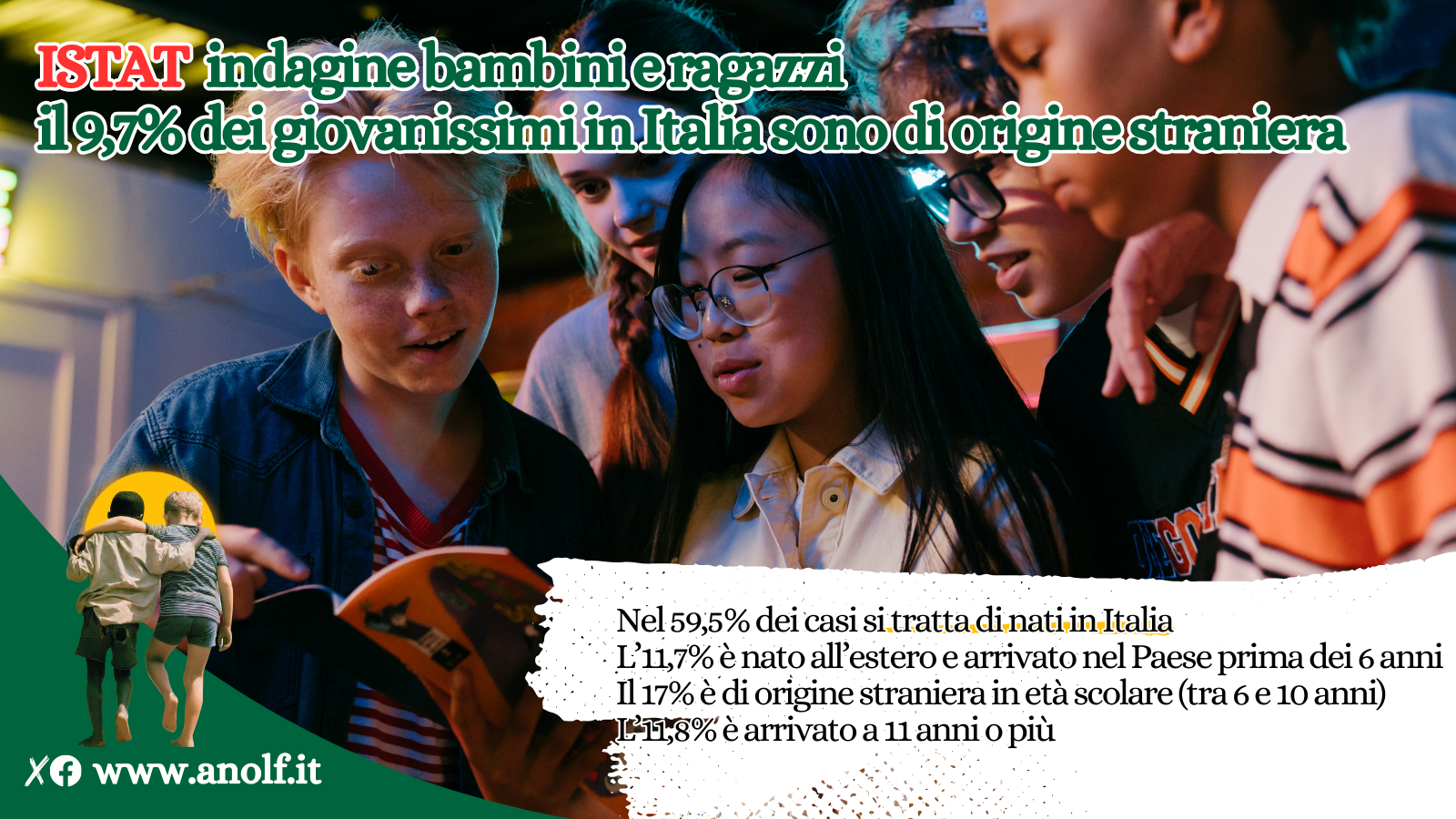 Istat: indagine bambini e ragazzi, il 9,7% dei giovanissimi in Italia sono di origine straniera