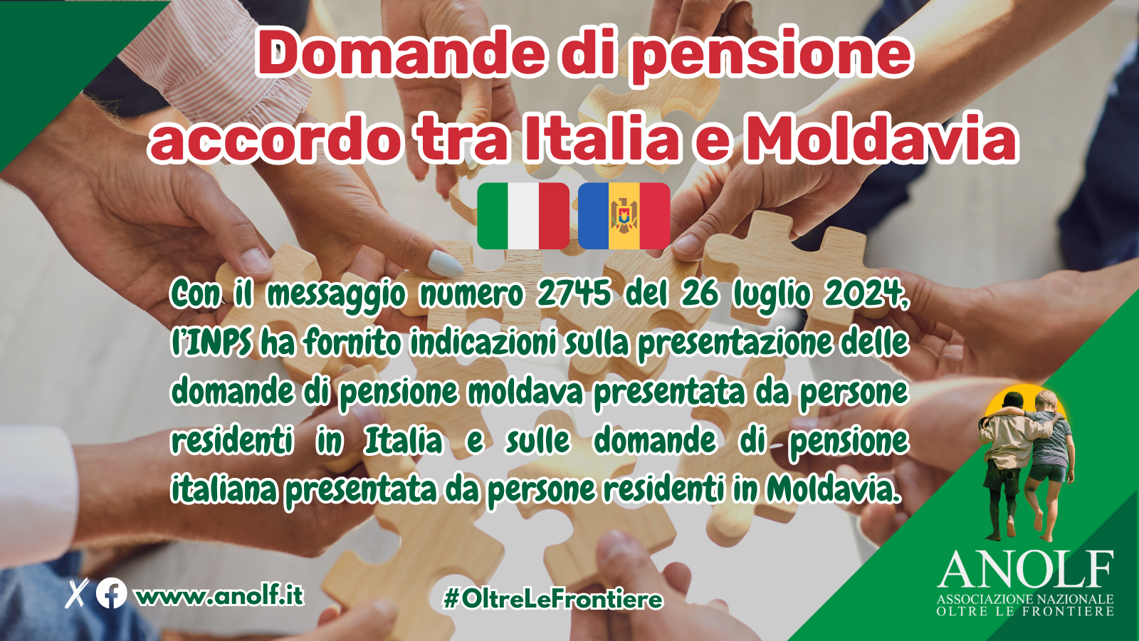 Domande di pensione, accordo tra Italia e Moldavia.