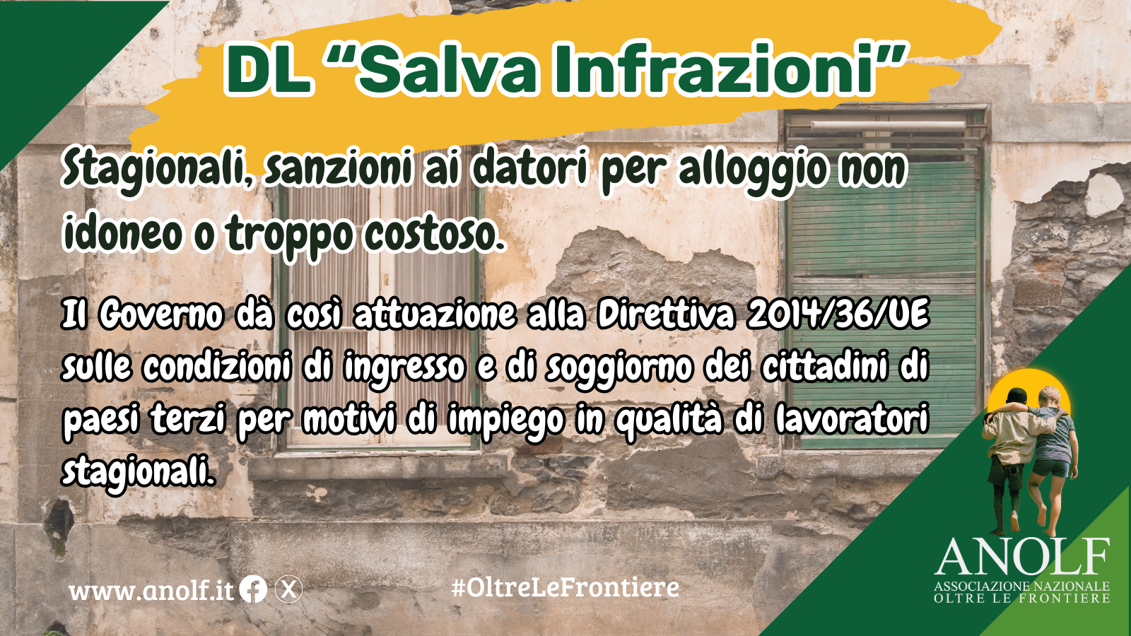 DL “Salva Infrazioni”. Stagionali, sanzioni ai datori per alloggio non idoneo o troppo costoso.